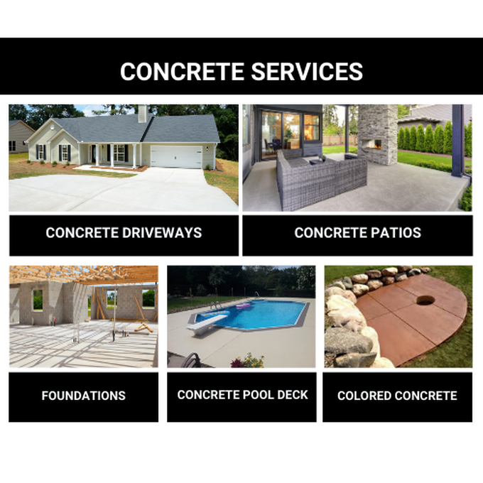 Pontiac concrete contractor logo grey and black